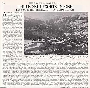 Bild des Verkufers fr Les Arcs, in the French Alps: Three Ski Resorts in One. Several pictures and accompanying text, removed from an original issue of Country Life Magazine, 1984. zum Verkauf von Cosmo Books