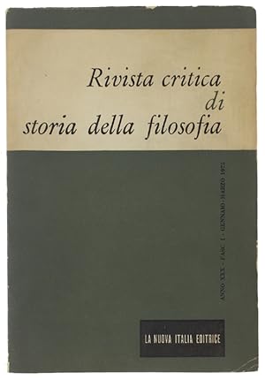 Seller image for RIVISTA CRITICA DI STORIA DELLA FILOSOFIA. Anno XXX fasc. 1, genn.-marzo 1975: for sale by Bergoglio Libri d'Epoca