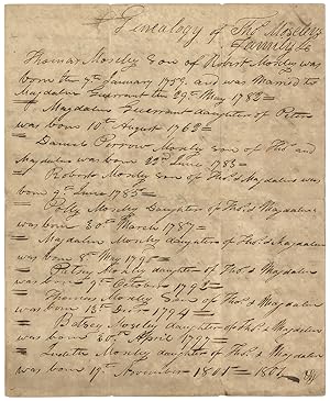 "Genealogy of Thos Moseleys Family" Lists Births of Fourteen Enslaved People in Virginia and Ken...