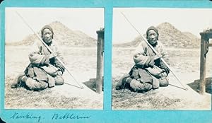 Stereo Foto Nanjing Nanking China, Bettlerin