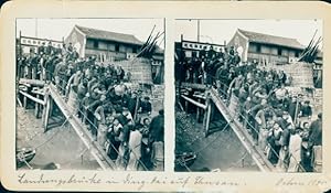 Stereo Foto Dinghai Zhoushan Chusan China, Hafen, Landungsbrücke