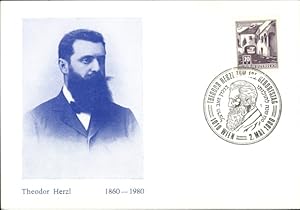 Bild des Verkufers fr Judaika Ansichtskarte / Postkarte Theodor Herzl, 1860-1980, Sonderstempel Wien zum Verkauf von akpool GmbH