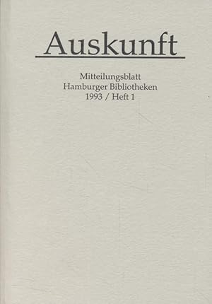 Seller image for Auskunft: Mitteilungsblatt Hamburger Bibliotheken, 13. Jahrgang, Heft 1. for sale by Fundus-Online GbR Borkert Schwarz Zerfa