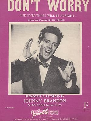 Dont Worry Johnny Brandon 1950s Sheet Music