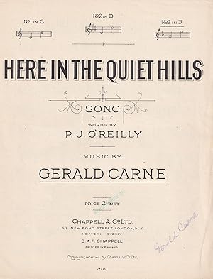 Seller image for Here In The Quiet Hills Gerald Carne Olde Sheet Music for sale by Postcard Finder