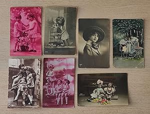 7 FOTOGRAFÍAS ANTIGUAS DE NIÑOS Y NIÑAS (Tarjetas postales / años 20-30)