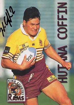 Seller image for Hutana Coffin King Country Rams New Zealand Rugby Hand Signed Card Photo for sale by Postcard Finder