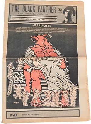1970 Black Panther Newspaper with Artwork Satirizing U.S. Imperialism and Israel: "Al Fath does n...