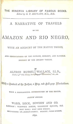 Seller image for A narrative of travels on the Amazon and Rio Negro: With an account of the native tribes, and observations on the climate, geology, and natural history . Valley (The Minerva library of famous books) for sale by WeBuyBooks