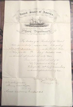 [Civil War] 1862 Secretary of the Navy Gideon Welles Appoints a Midshipman