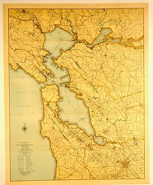 1928 ORIGINAL MAP: SAN FRANCISCO BAY AREA / LINEN-BACKED