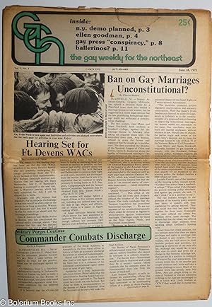 Image du vendeur pour GCN: Gay Community News; the gay weekly for the Northwest; vol. 3, #1, June 28, 1975; Ban on Gay Marriages Unconstitutional mis en vente par Bolerium Books Inc.
