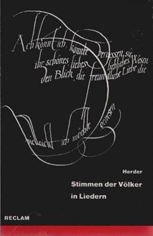 Seller image for Stimmen der Vlker in Liedern. Johann Gottfried Herder. [Hrsg. u. Nachw. v. Christel Kschel] / Reclams Universal-Bibliothek ; Bd. 336 for sale by Schrmann und Kiewning GbR