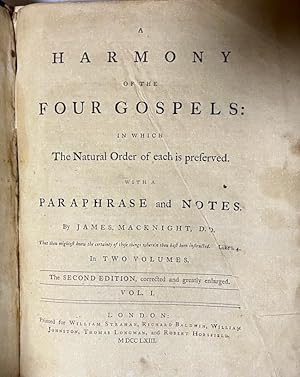 Imagen del vendedor de A Harmony of the Four Gospels: In Which The Natural Order of Each is preserved With A Paraphrase and Notes a la venta por Americana Books, ABAA