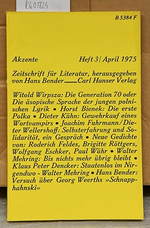 Akzente - Zeitschrift für Literatur 22. Jahrgang Heft 3/ April1975