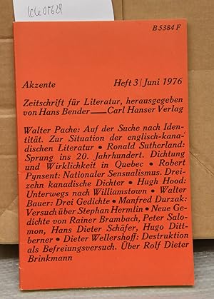 Akzente - Zeitschrift für Literatur 23. Jahrgang Heft 3/ Juni 1976