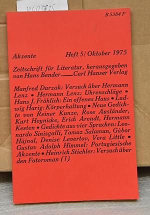 Akzente - Zeitschrift für Literatur 22. Jahrgang Heft 5/ Oktober 1975