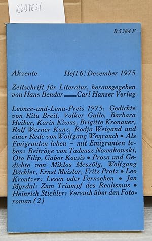Akzente - Zeitschrift für Literatur 22. Jahrgang Heft 6/ Dezember 1975