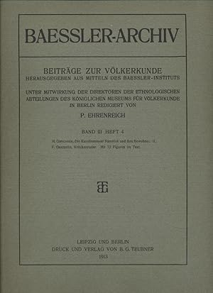 Imagen del vendedor de M. Girschner: Die Karolineninsel Nmoluk und ihre Bewohner. F. Graebner: Krckenruder. Baessler-Archiv. Beitrge zur Vlkerkunde, Band III, Heft 4. a la venta por Fundus-Online GbR Borkert Schwarz Zerfa