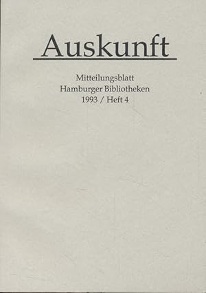 Seller image for Auskunft: Mitteilungsblatt Hamburger Bibliotheken, 13. Jahrgang, Heft 4. for sale by Fundus-Online GbR Borkert Schwarz Zerfa