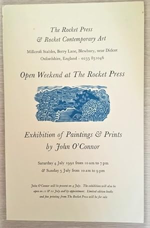 Invitation to Open Weekend at the Rocket Press Exhibition of Paintings and Prints by John O'Connor