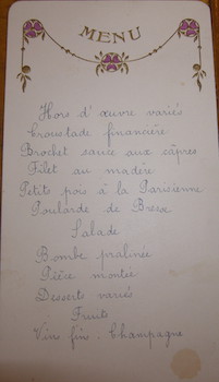 Menu. 1928.