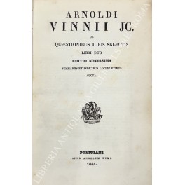 Bild des Verkufers fr De quaestionibus juris selectis. Libri duo zum Verkauf von Libreria Antiquaria Giulio Cesare di Daniele Corradi