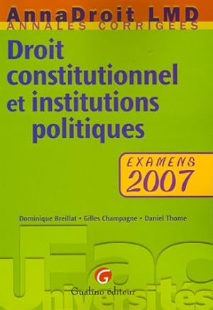 Image du vendeur pour Droit constitutionnel et institutions politiques : Examens mis en vente par Dmons et Merveilles