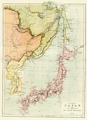 The Islands of Japan,Korea and Manchuria,Antique Historical Color Map