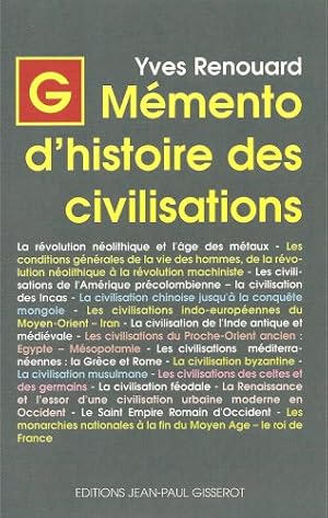 Image du vendeur pour Memento d'Histoire des Civilisations mis en vente par Dmons et Merveilles