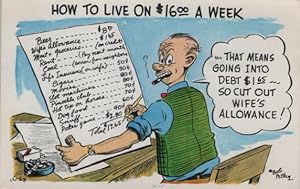 Seller image for budget postcard: How to Live on $16.00 a Week for sale by Mobyville