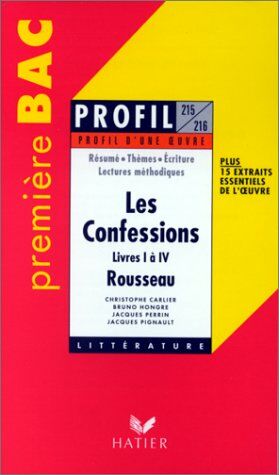 Bild des Verkufers fr Profil d'une oeuvre : Les confessions Rousseau : livres I  IV zum Verkauf von Dmons et Merveilles