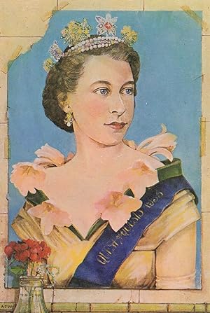 Queen Elizabeth II Australian 1970s Book Painting Postcard