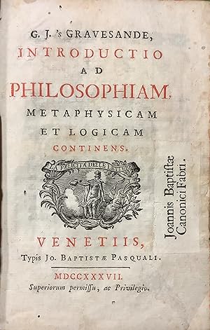 Introductio ad Philosophiam, Metaphysicam et Logicam.