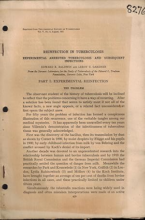 Immagine del venditore per Reinfection in Tuberculosis - Experimental Arrested Tuberculosis and Subsequent Infections venduto da UHR Books