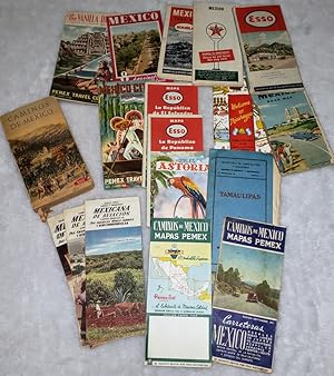18 Piece Archive of Mexico and Central American Road/Tourism Maps and Guides, and Flight Schedules
