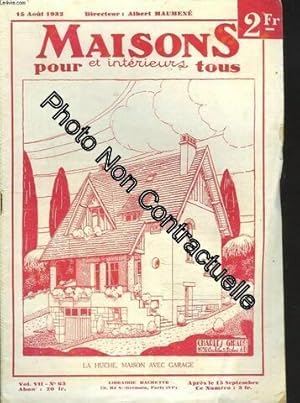 Seller image for Maisons Et Interieurs Pour Tous N63 15 Aout 1932. La Huche Maison Avec Garage for sale by Dmons et Merveilles