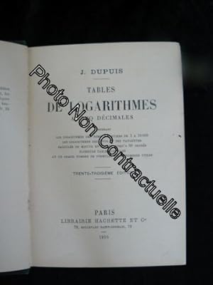 Imagen del vendedor de Tables De Logarithmes  Cinq Dcimales a la venta por Dmons et Merveilles