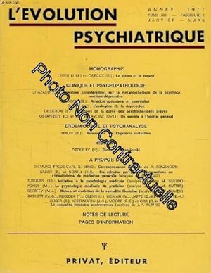 Image du vendeur pour L'EVOLUTION PSYCHIATRIQUE TOME XLII FASC. I JAN.-MARS 1977 mis en vente par Dmons et Merveilles