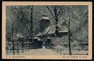 Bild des Verkufers fr Ansichtskarte Berlin-Lankwitz, die alte Dorfkirche im Schnee zum Verkauf von Bartko-Reher