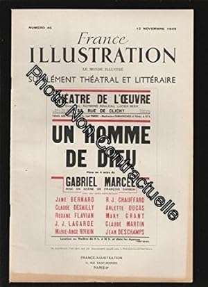 Seller image for France Illustration le monde illustr supplment Thatral et Littraire N 46 du 12 novembre 1949 - Un homme de Dieu pice en 4 actes for sale by Dmons et Merveilles