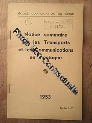 Image du vendeur pour Notice sommaire sur les transports et les communications en montagne mis en vente par Dmons et Merveilles