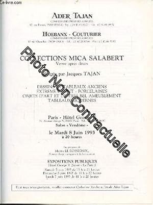 Seller image for COLLECTION MICA SALABERT - HOTEL GEORGE V PARIS - MARDI 8 JUIN 1993 - DESSINS ET TABLEAUX ANCIENS EXTREME ORIENT / PORCELAINES / OBJETS D'ART ET DE TRES BEL AMEUBLEMENT / TABLEAUX MODERNES for sale by Dmons et Merveilles