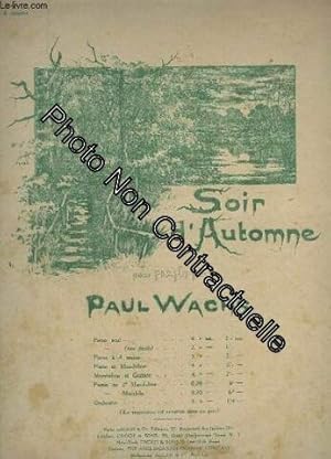 Seller image for SOIR D'AUTOMNE - POUR PIANO A 4 MAINS for sale by Dmons et Merveilles