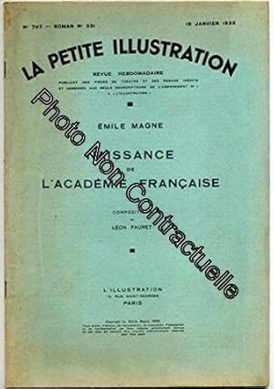 Bild des Verkufers fr La petite illustration n 707 roman n 331 18 jan. 1935 naissance de l'academie francaise zum Verkauf von Dmons et Merveilles