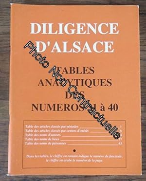 Bild des Verkufers fr Diligence d'Alsace Tables analytiques des n31  40 zum Verkauf von Dmons et Merveilles