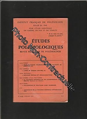 Image du vendeur pour Etudes polmologiques [No 13 de Juillet 1974] Revue franaise de Polmologie mis en vente par Dmons et Merveilles