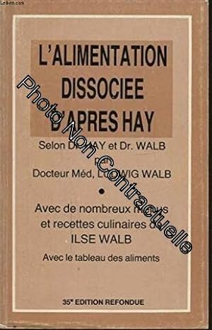 Seller image for L'Alimentation dissociee d'apres Hay for sale by Dmons et Merveilles