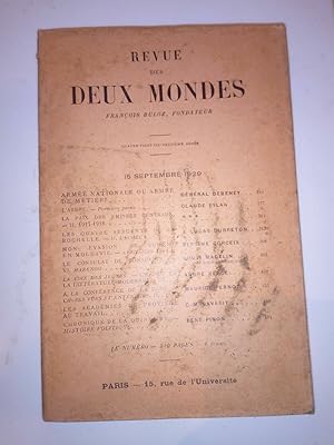 Bild des Verkufers fr Revue des deux mondes 15 Septembre 1929 zum Verkauf von Dmons et Merveilles