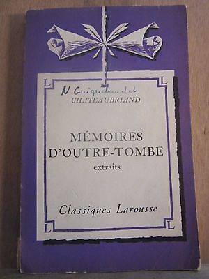 Image du vendeur pour chateaubriand Mmoires d'outre tombe extraits Classiques larousse mis en vente par Dmons et Merveilles